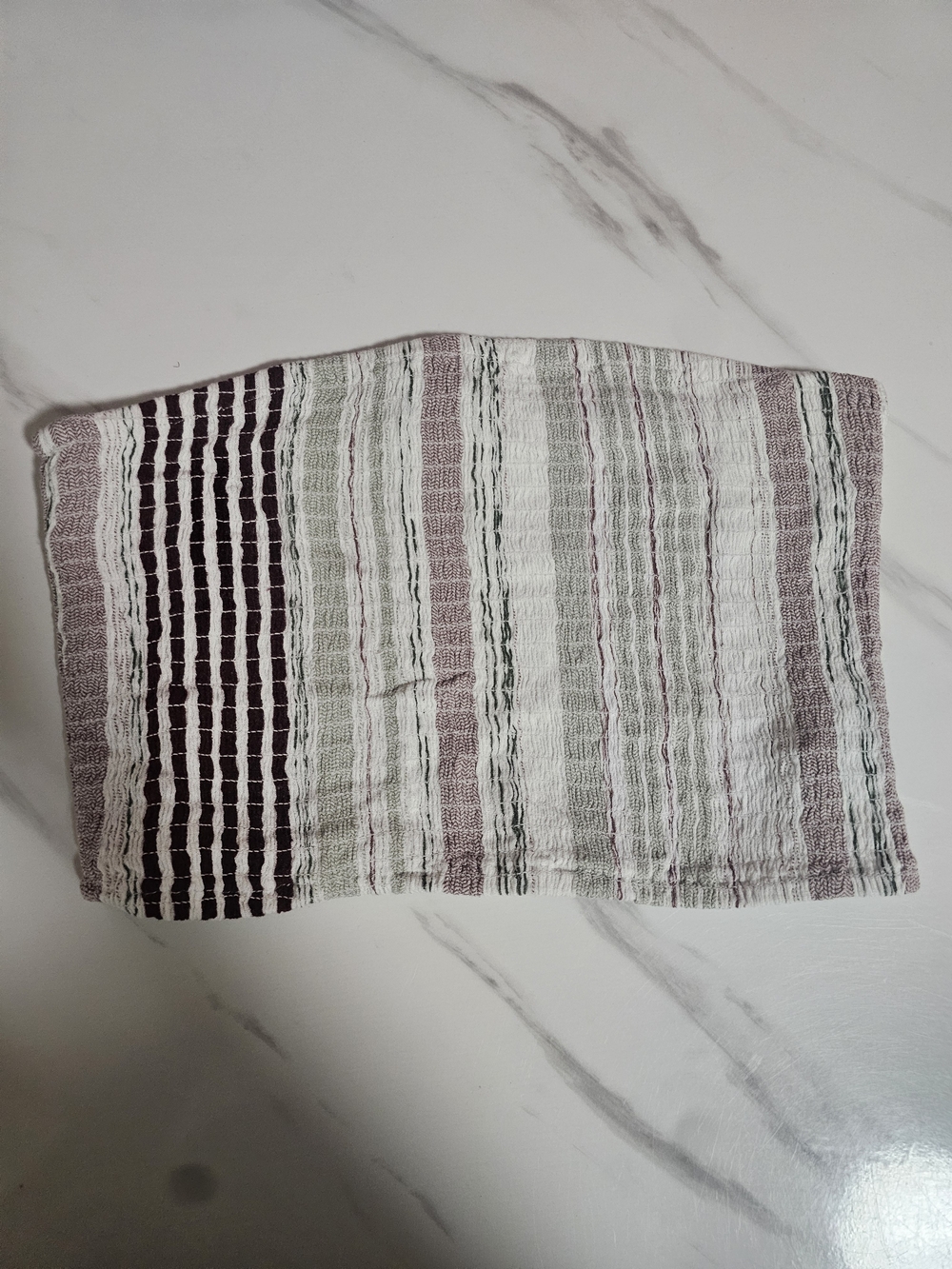 Striped Knit Tube Crop Top in Mauve and Sage